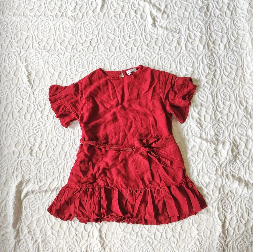 Urban Outfitters Red Ruffle Mini Dress Large L - Picture 2 of 12